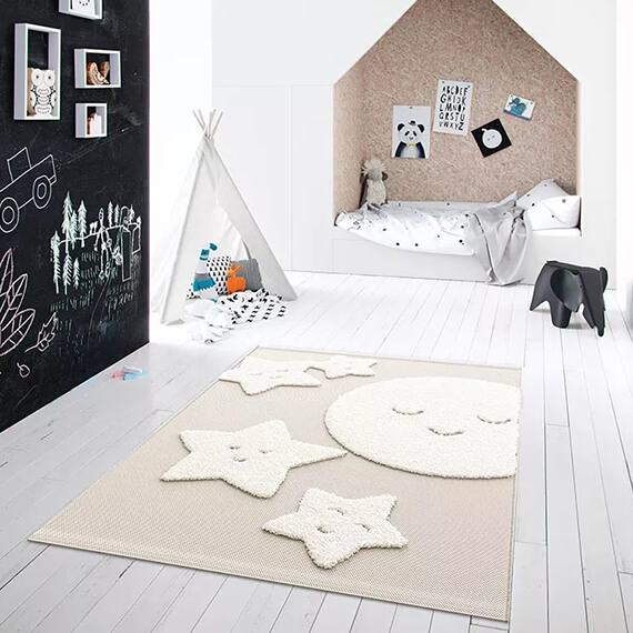 Tapis enfant rectangle beige Deer Lodge