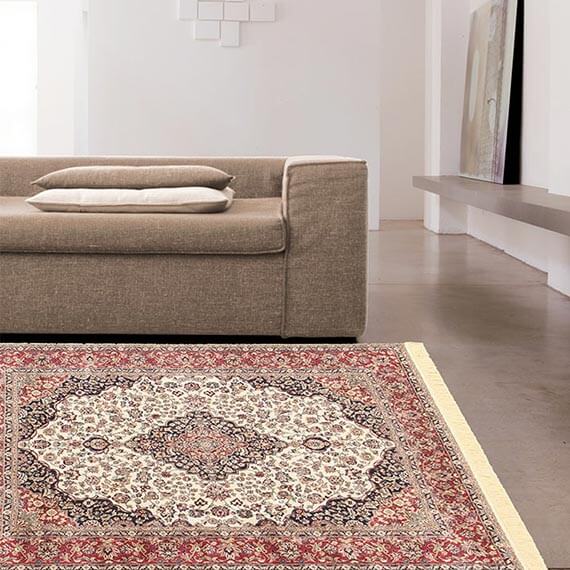 Tapis ivoire style oriental pour salon rectangle Clifden