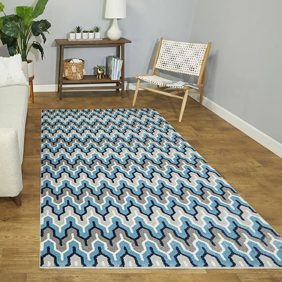 Tapis moderne bleu rectangle Heron 