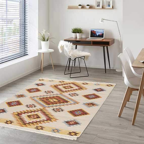 Tapis plat ethnique avec franges Dayton