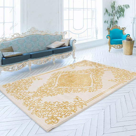 Tapis baroque brillant beige intérieur avec effet 3d beaumont