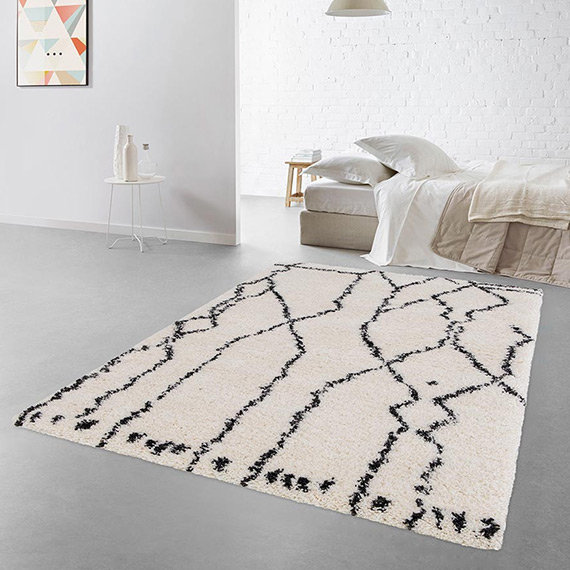 Tapis berbère shaggy ethnique blanc Kevin