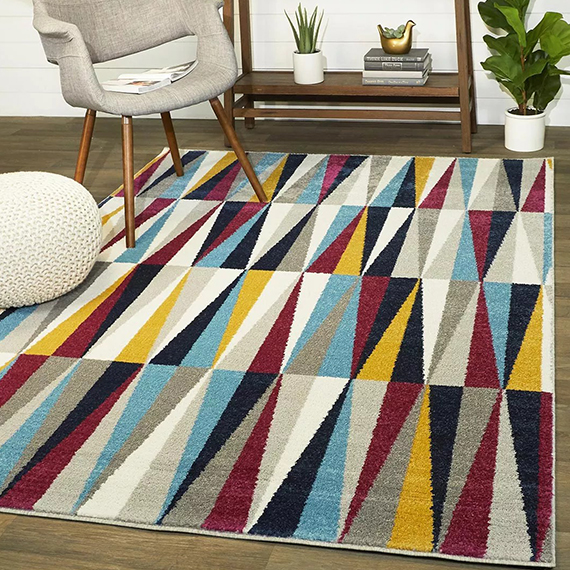 Tapis design à courtes meches multicolore helmville