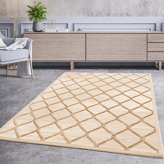 Tapis effet 3d contemporain beige intérieur brillant binché