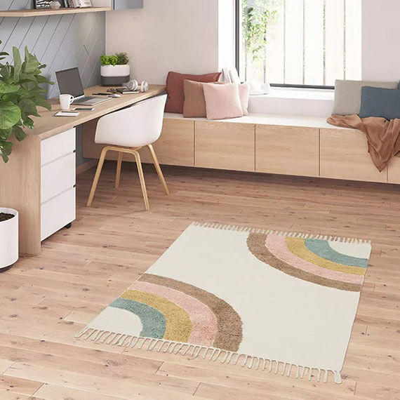 Tapis multicolore en coton enfant fait main rainbow