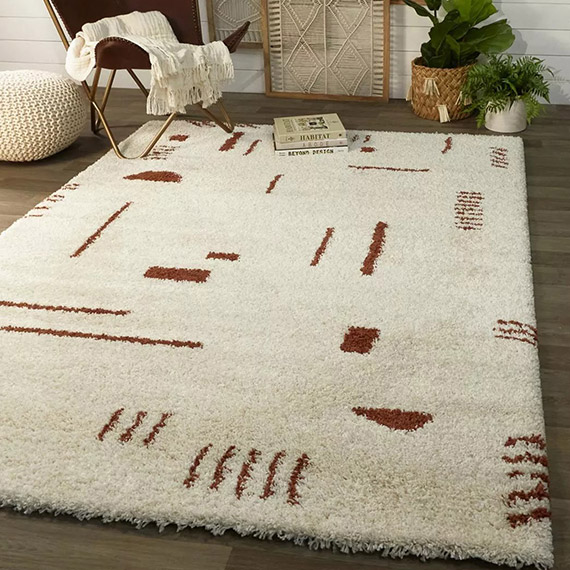 Tapis shaggy ethnique crême edgar