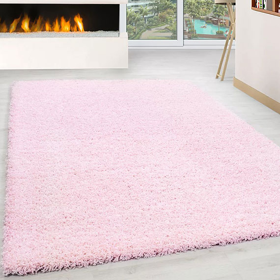 Tapis uni shaggy rectangle aimée