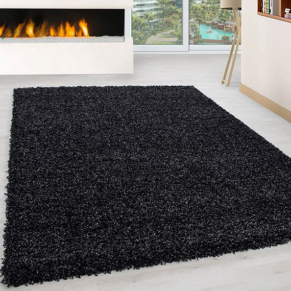 Tapis uni-shaggy rectangle aimée